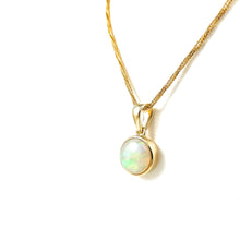Load image into Gallery viewer, 14k yellow-gold bezel set opal pendant