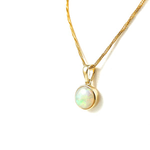14k yellow-gold bezel set opal pendant