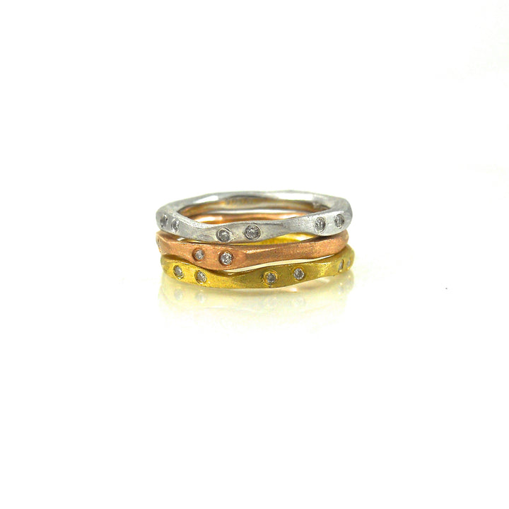tri colored gold and diamond bands