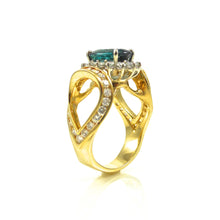 Load image into Gallery viewer, Tourmaline and Diamond Ring Yellow Gold