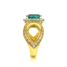 Load image into Gallery viewer, Custom Tourmaline and Diamond Ring Yellow Gold