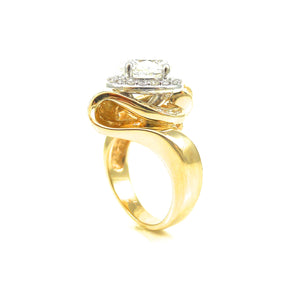 diamond ring in yellow gold setting