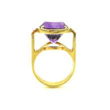 Load image into Gallery viewer, custom amethyst and diamond ring in yellow gold setting