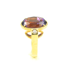 Load image into Gallery viewer, amethyst diamond ring in yellow gold setting