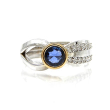 Load image into Gallery viewer, sapphire ring in yellow gold bezel