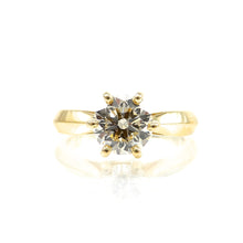 Load image into Gallery viewer, crown setting diamond solitaire engagement ring yellow gold 6 prong