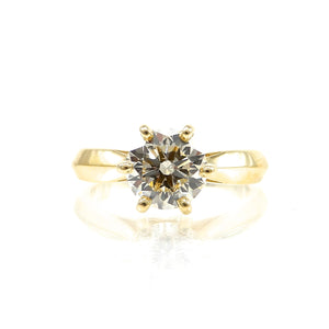 crown setting diamond solitaire engagement ring yellow gold 6 prong
