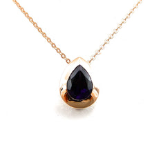 Load image into Gallery viewer, rose-gold bezel pear shaped amethyst pendant