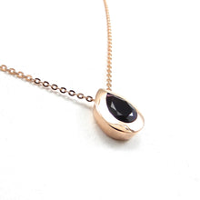 Load image into Gallery viewer, custom rose-gold bezel pear shaped amethyst pendant