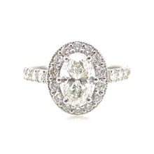 Load image into Gallery viewer, custom prong set diamond halo with diamond accents