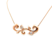 Load image into Gallery viewer, organic rose-gold, diamond accented station necklace