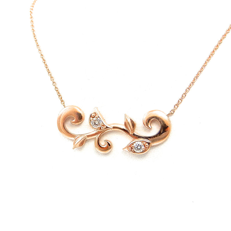 organic rose-gold, diamond accented station necklace