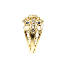 Load image into Gallery viewer, Diamond and Sapphire Wedding Ring