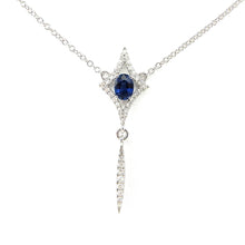 Load image into Gallery viewer, 14k white gold stationary sapphire necklace