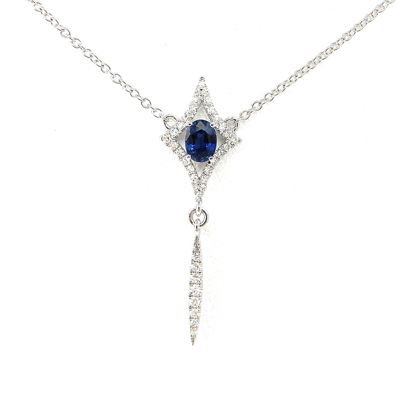 14k white gold stationary sapphire necklace