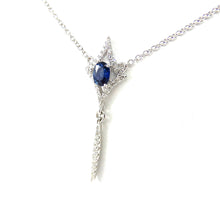Load image into Gallery viewer, 14k white gold sapphire necklace