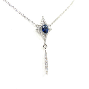 14k white gold sapphire and diamond necklace