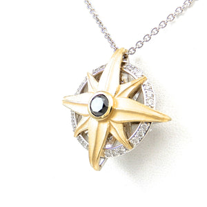 Sunflower and Compass Reversible Pendant