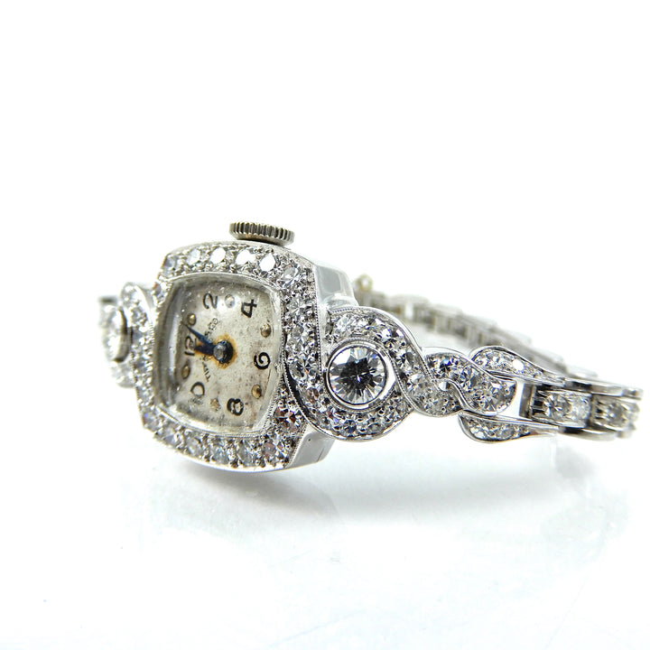 antique Tiffany's platinum watch features 2.21 carats of diamonds