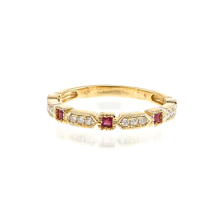 14k yellow gold ruby and diamond ring