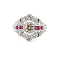 Load image into Gallery viewer, Diamond &amp; Ruby Art Deco Ring