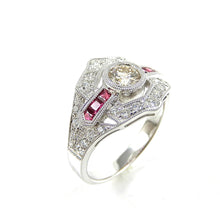 Load image into Gallery viewer, Diamond &amp; Ruby Art Deco Ring