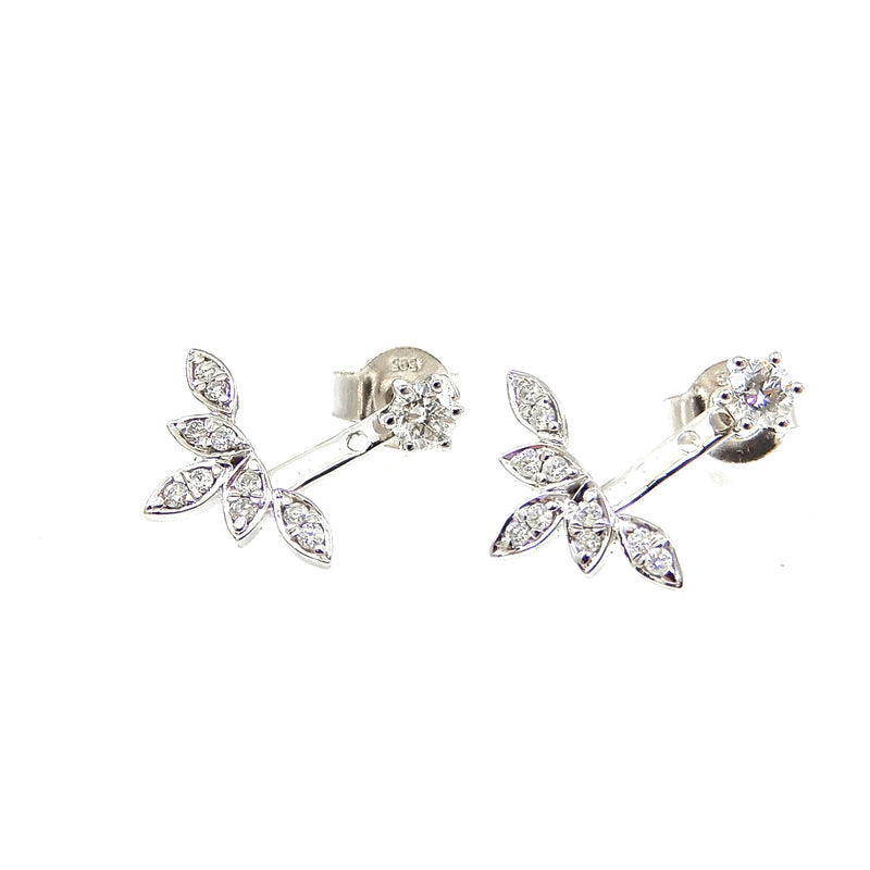Diamond Leaf Front/Back Earrings