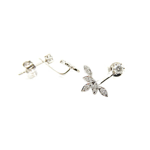 Diamond Leaf Front/Back Earrings