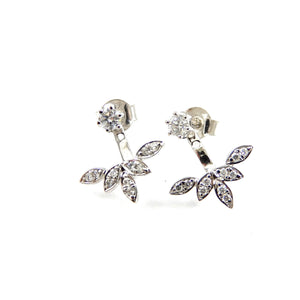 Diamond Leaf Front/Back Earrings