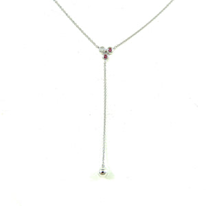 14k white gold ruby and diamond y necklace