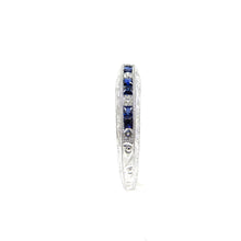 Load image into Gallery viewer, Platinum Diamond and Sapphire Band stackable