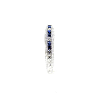 Platinum Diamond and Sapphire Band stackable