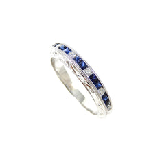 Load image into Gallery viewer, stackable Platinum Diamond and Sapphire Band