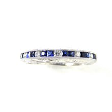 Load image into Gallery viewer, Platinum Diamond and Sapphire Band