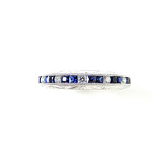 Load image into Gallery viewer, diamond and sapphire band in platinum