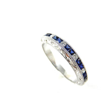 Load image into Gallery viewer, diamond and sapphire band in platinum