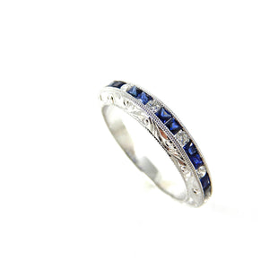 diamond and sapphire band in platinum
