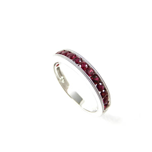 handcrafted ruby band with miligrain