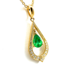 Emerald & Diamond Filigree Pendant