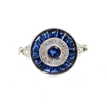 Load image into Gallery viewer, Sapphire double halo ring