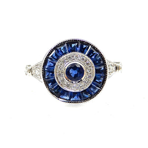 Sapphire double halo ring