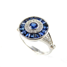 Load image into Gallery viewer, Sapphire double halo ring
