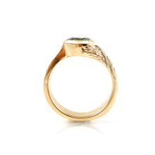 Load image into Gallery viewer, Custom blue-green, trillion cut sapphire center stone
