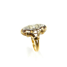 Load image into Gallery viewer, Vintage Three Stone Diamond Ring in yellow and white gold