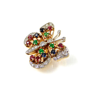 Diamond & Gemstone Butterfly Pendant