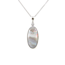 Load image into Gallery viewer, Austrialian gray Opal pendant set in 14k white gold with diamond accent