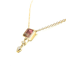 Load image into Gallery viewer, watermelon tourmaline 14k yellow gold necklace for sale