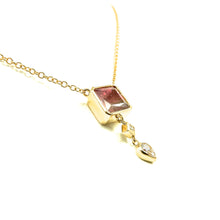 Load image into Gallery viewer, custom watermelon tourmaline 14k yellow gold necklace for sale