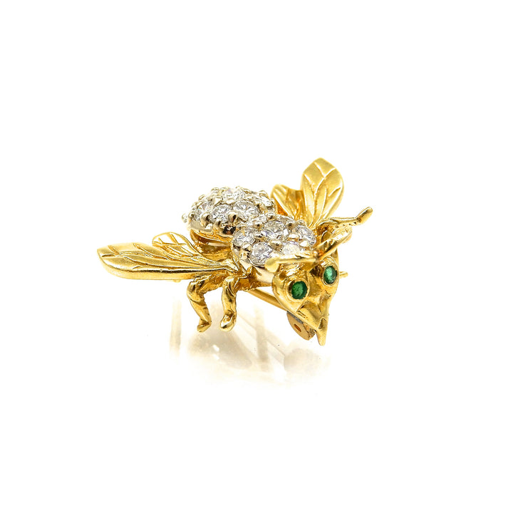 Diamond & Emerald Bee Brooch