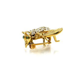 Diamond & Emerald Bee Brooch